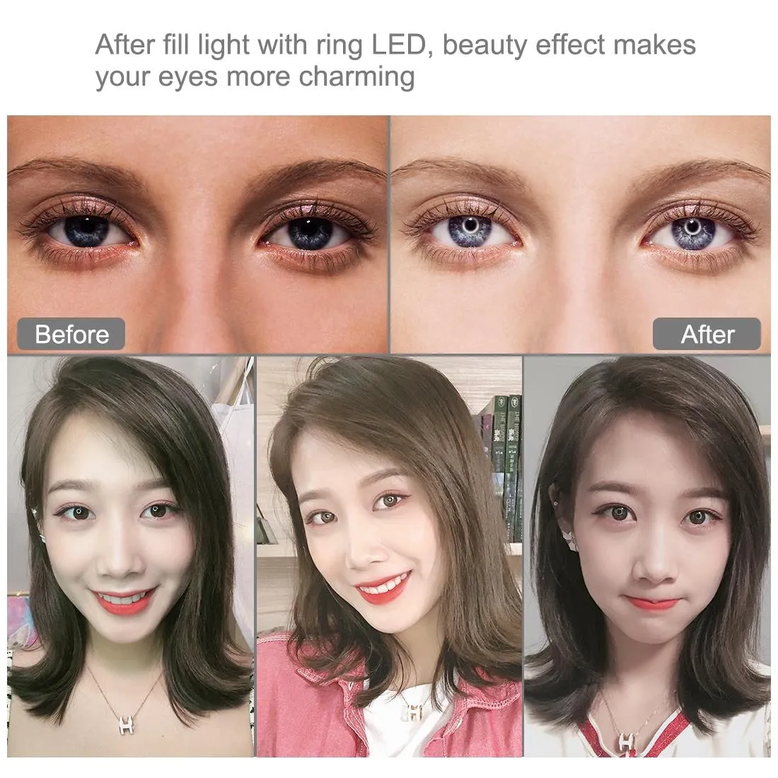 11.8 Led Ring Light Kit with Tripod & Dual Phone Bracket - 3 Modes Dual Colour Temperature Usb Live Broadcast - Black
