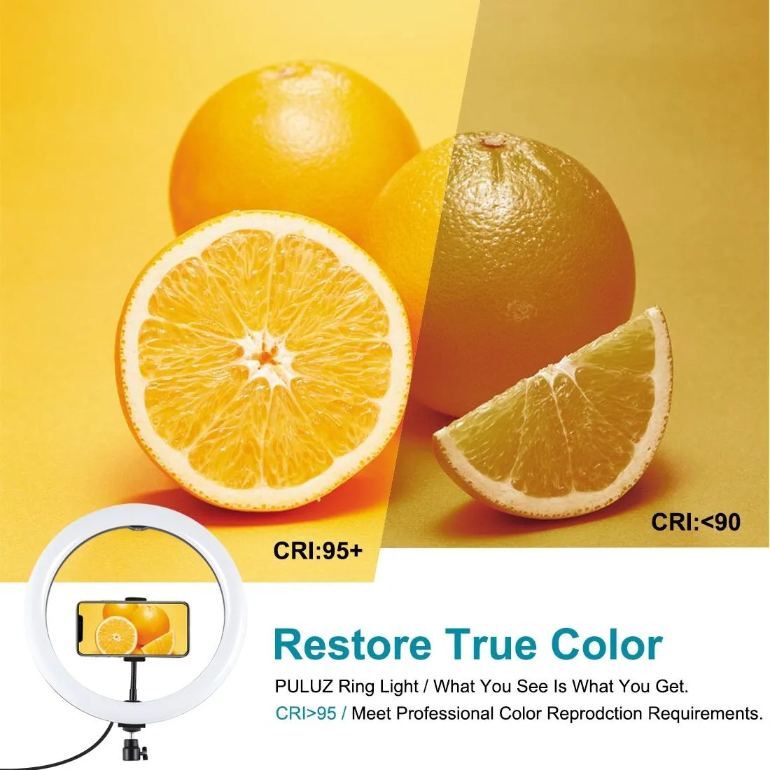 11.8 Led Ring Light Kit with Tripod & Dual Phone Bracket - 3 Modes Dual Colour Temperature Usb Live Broadcast - Black
