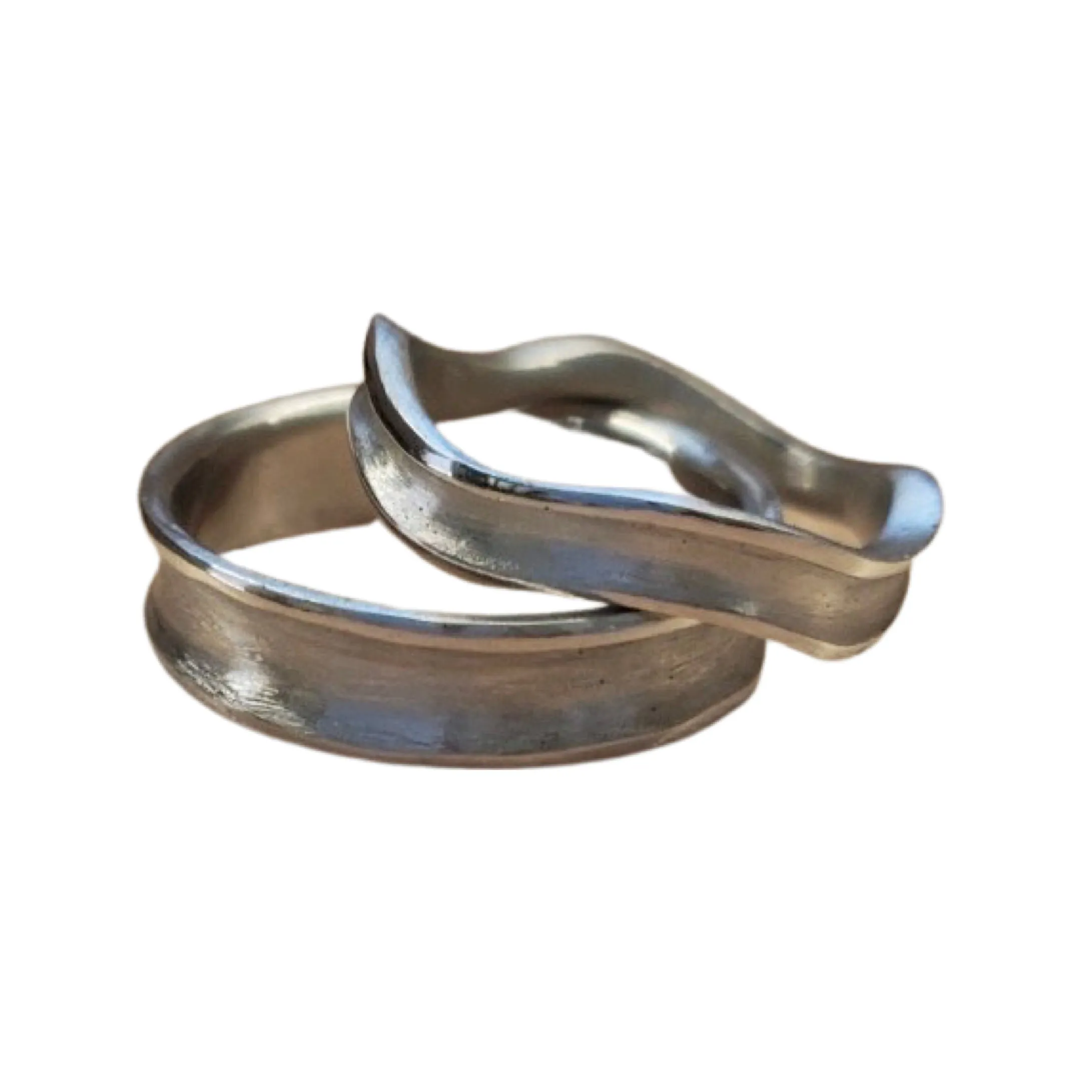 14k Gold Wide Concave Wedding Band