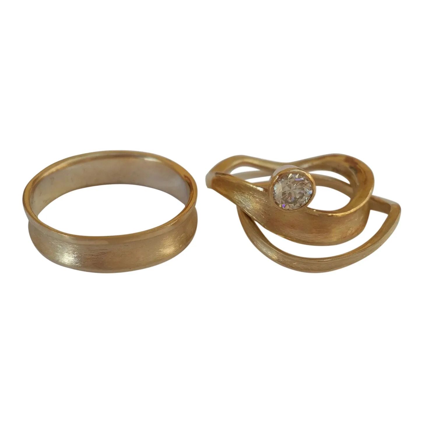 14k Gold Wide Concave Wedding Band