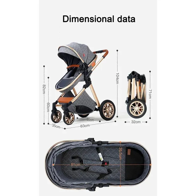 3-in-1 Luxury Portable Travel Pram & Stroller