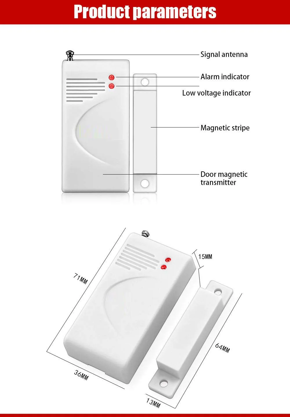 315 MHz Wireless Door / Window Magnetic Sensor for Home Security Alarm Systems