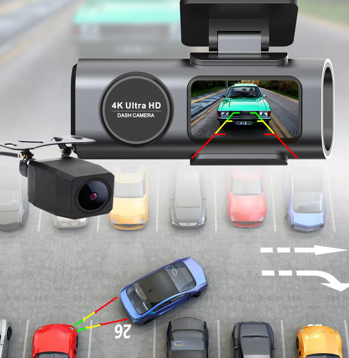 4K Dash Cam UHD 2160P | WiFi Front Dashcam | Night Vision | 64GB Card