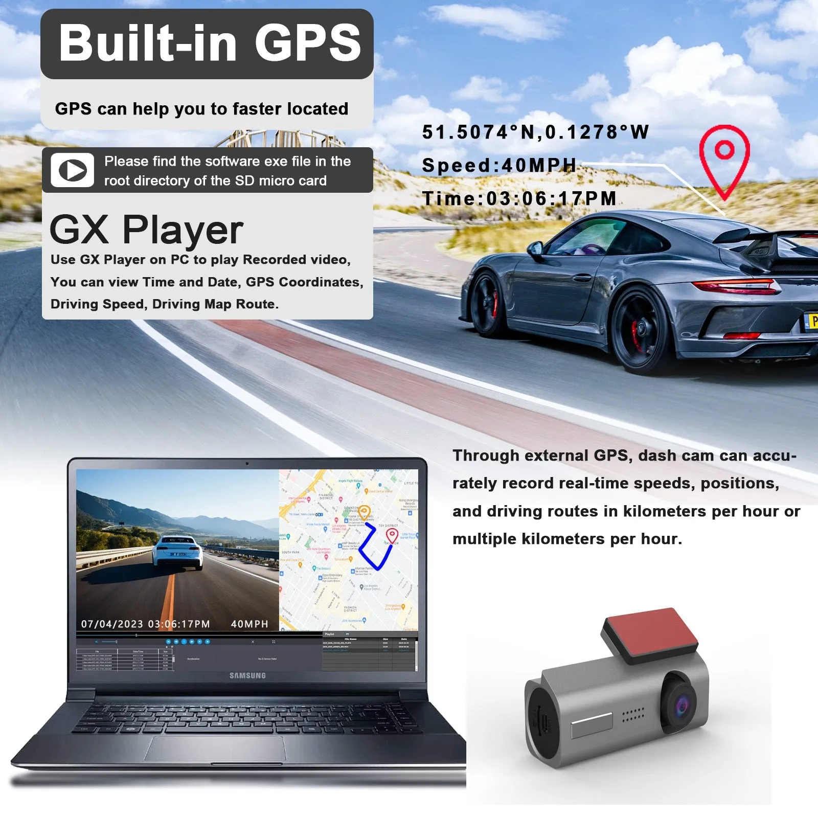 4K Dash Cam UHD 2160P | WiFi Front Dashcam | Night Vision | 64GB Card
