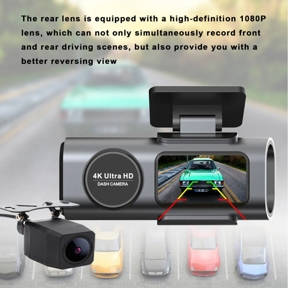 4K Dash Cam UHD 2160P | WiFi Front Dashcam | Night Vision | 64GB Card