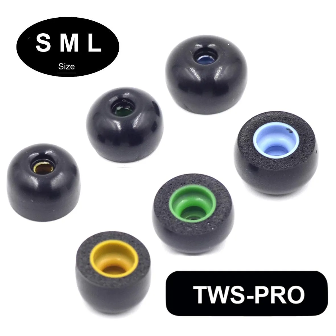 6-Pack Memory Foam Earplugs For Tws Headsets - Medium