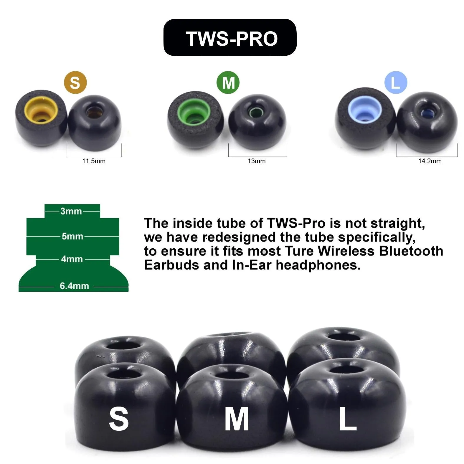 6-Pack Memory Foam Earplugs For Tws Wireless Headsets