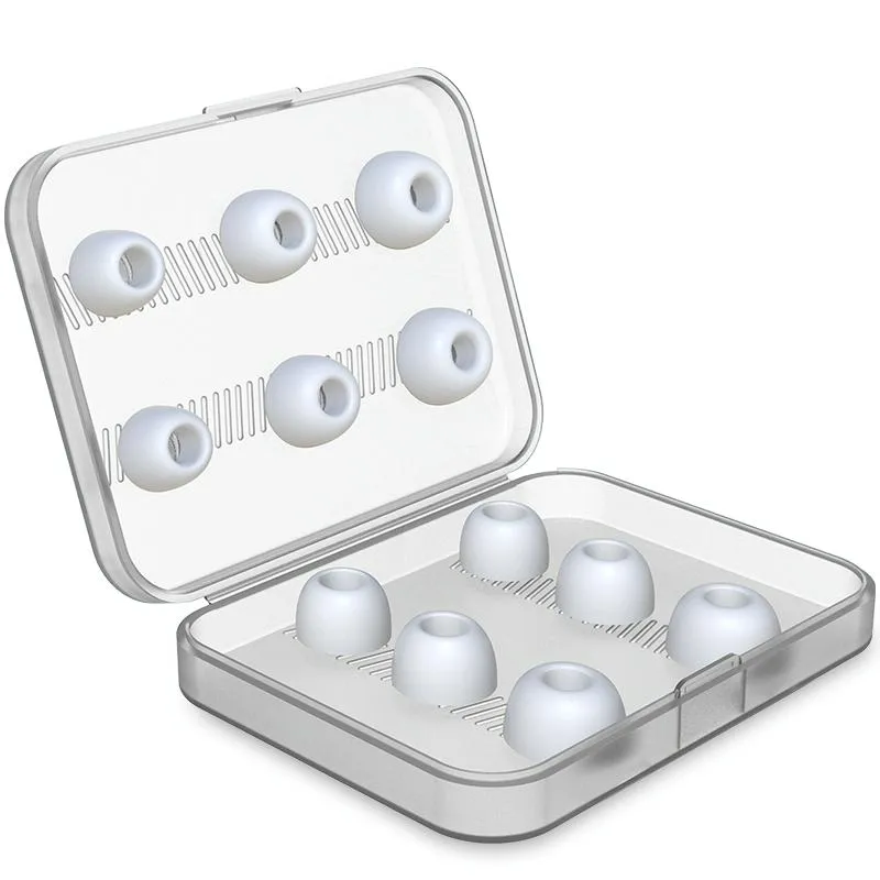 6 Pairs Wireless Earphone Earplugs For Airpods Pro With Storage Box - White
