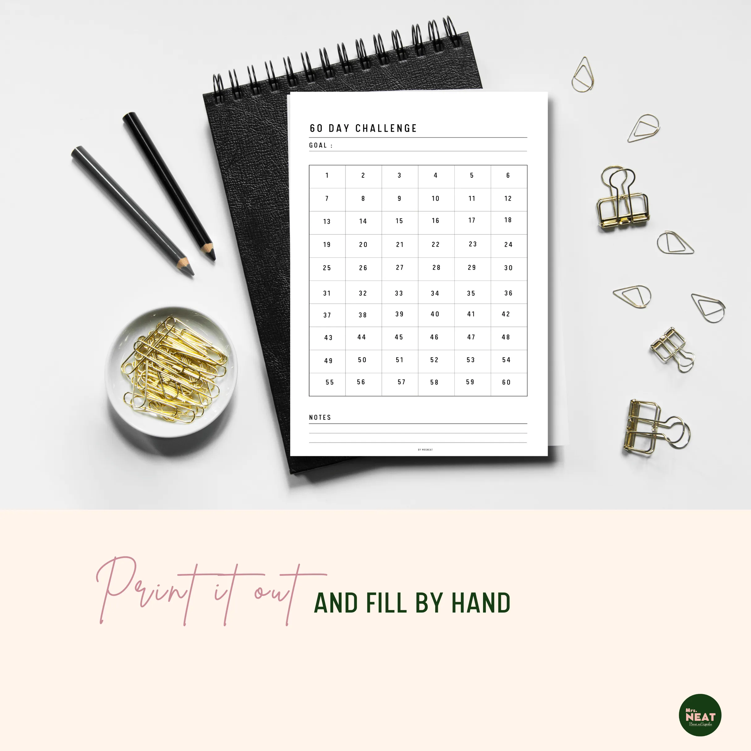 60 Day Challenge Printable - M050