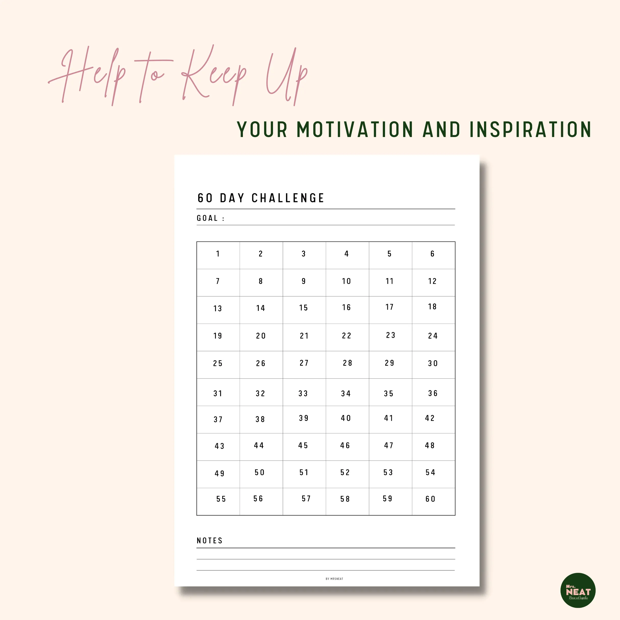 60 Day Challenge Printable - M050