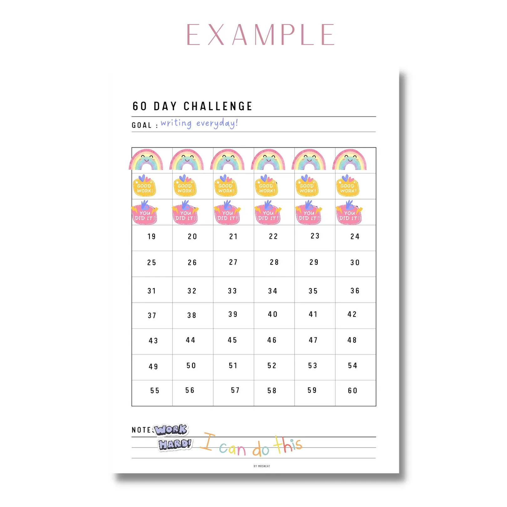 60 Day Challenge Printable - M050