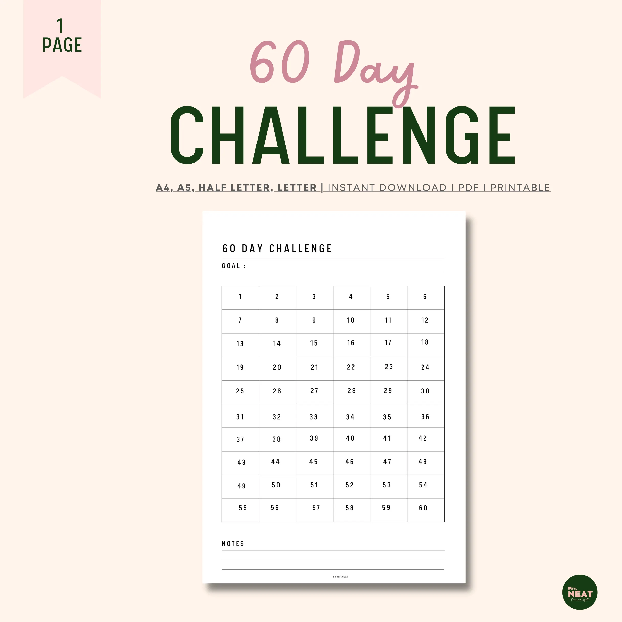 60 Day Challenge Printable - M050