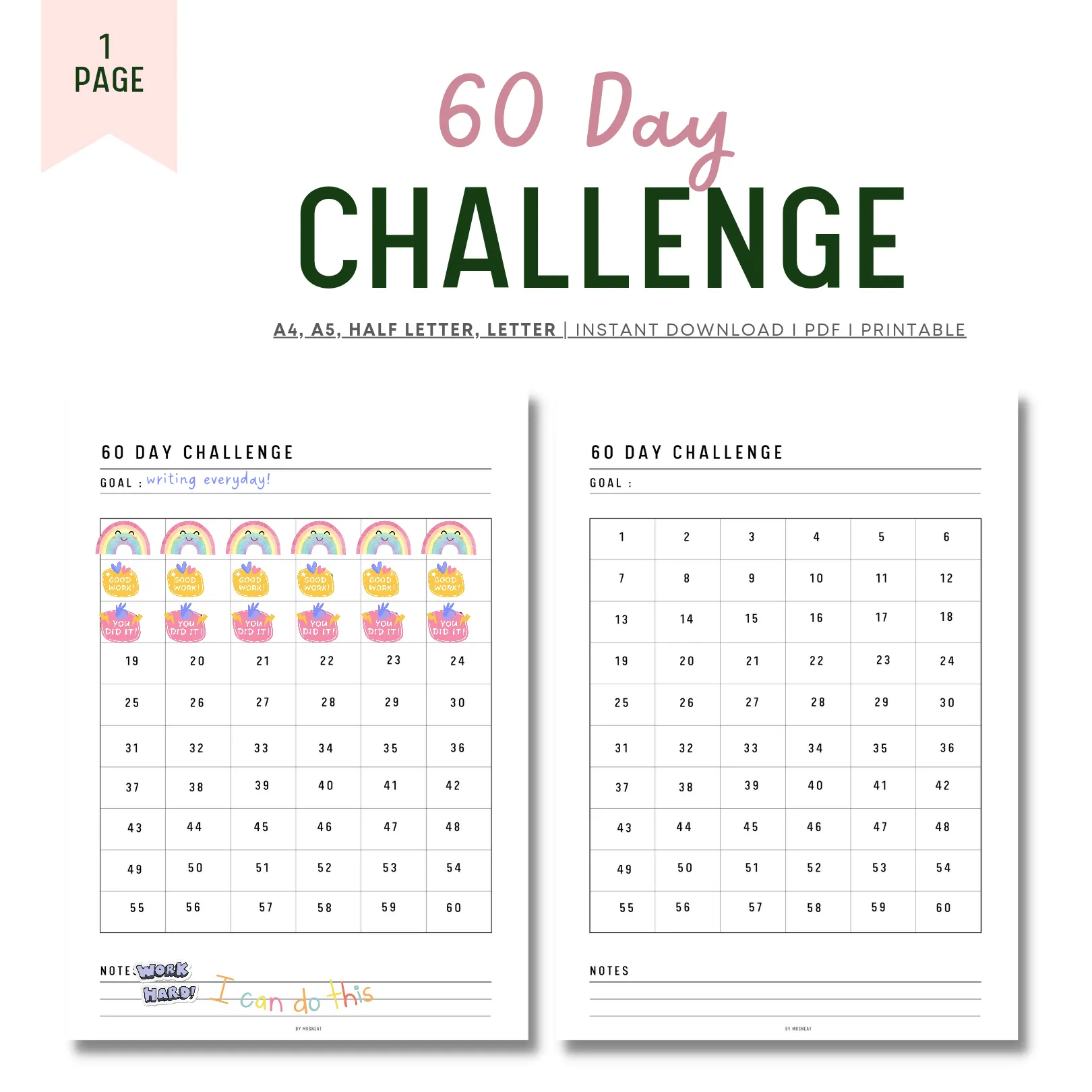 60 Day Challenge Printable - M050