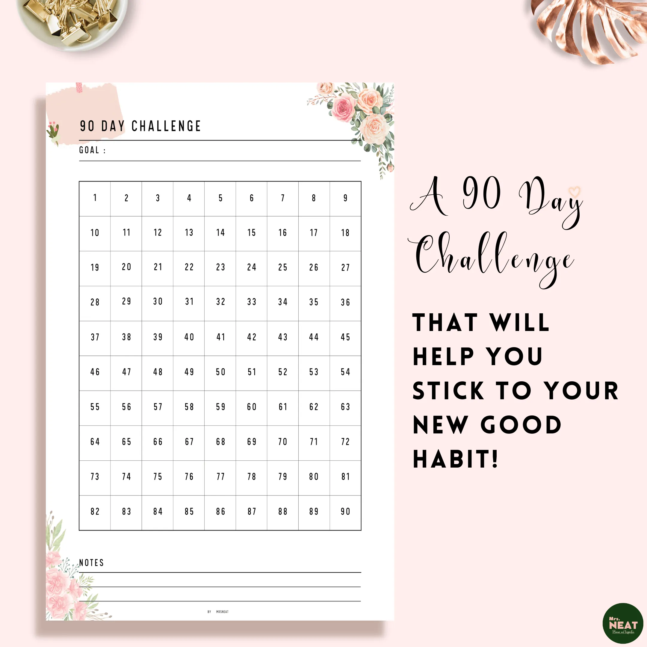 90 day challenge printable - M103/4