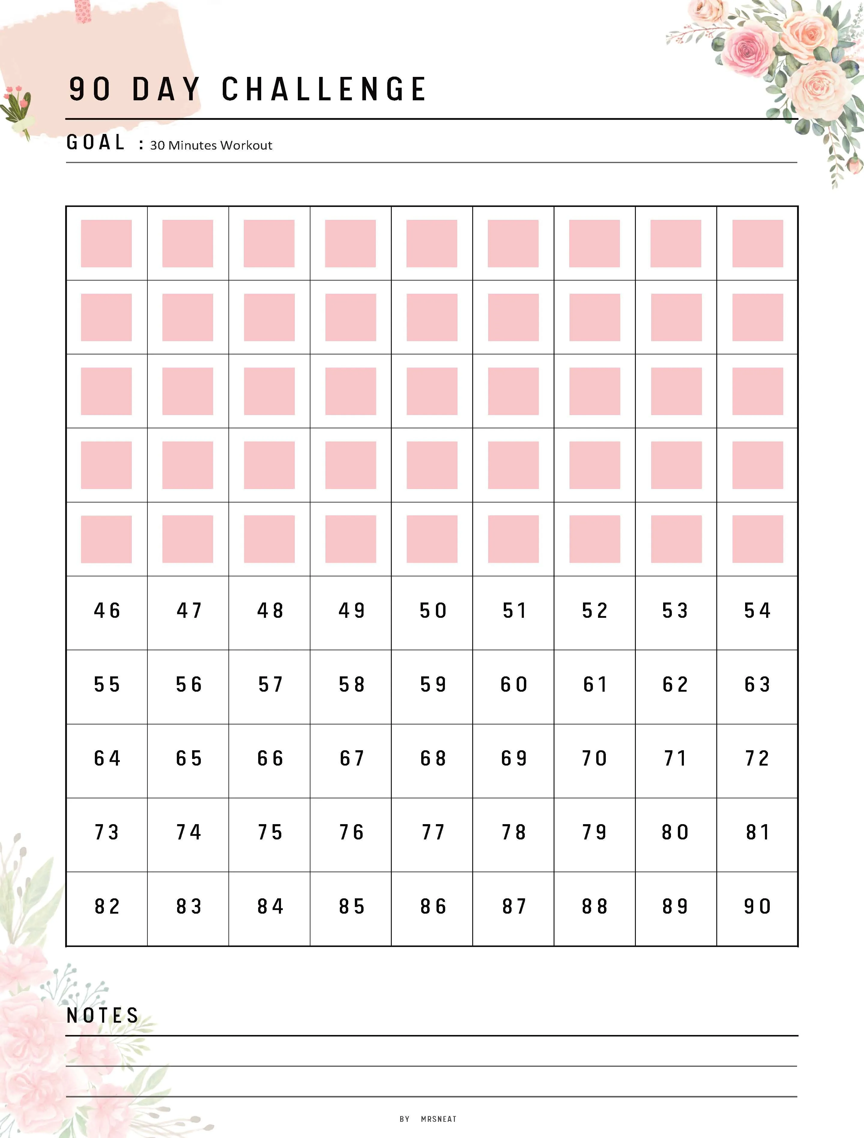 90 day challenge printable - M103/4