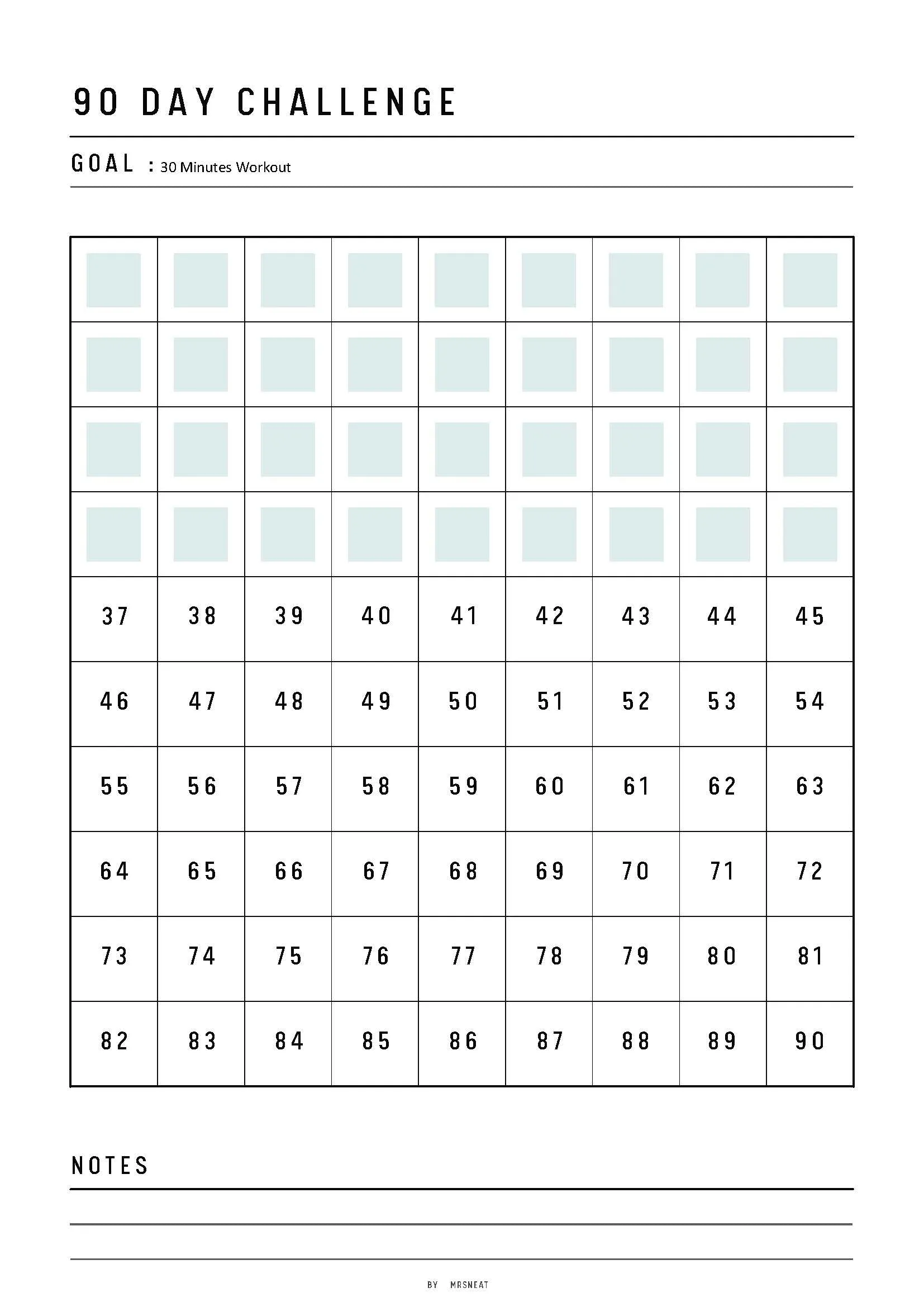 90 day challenge printable - M103/4