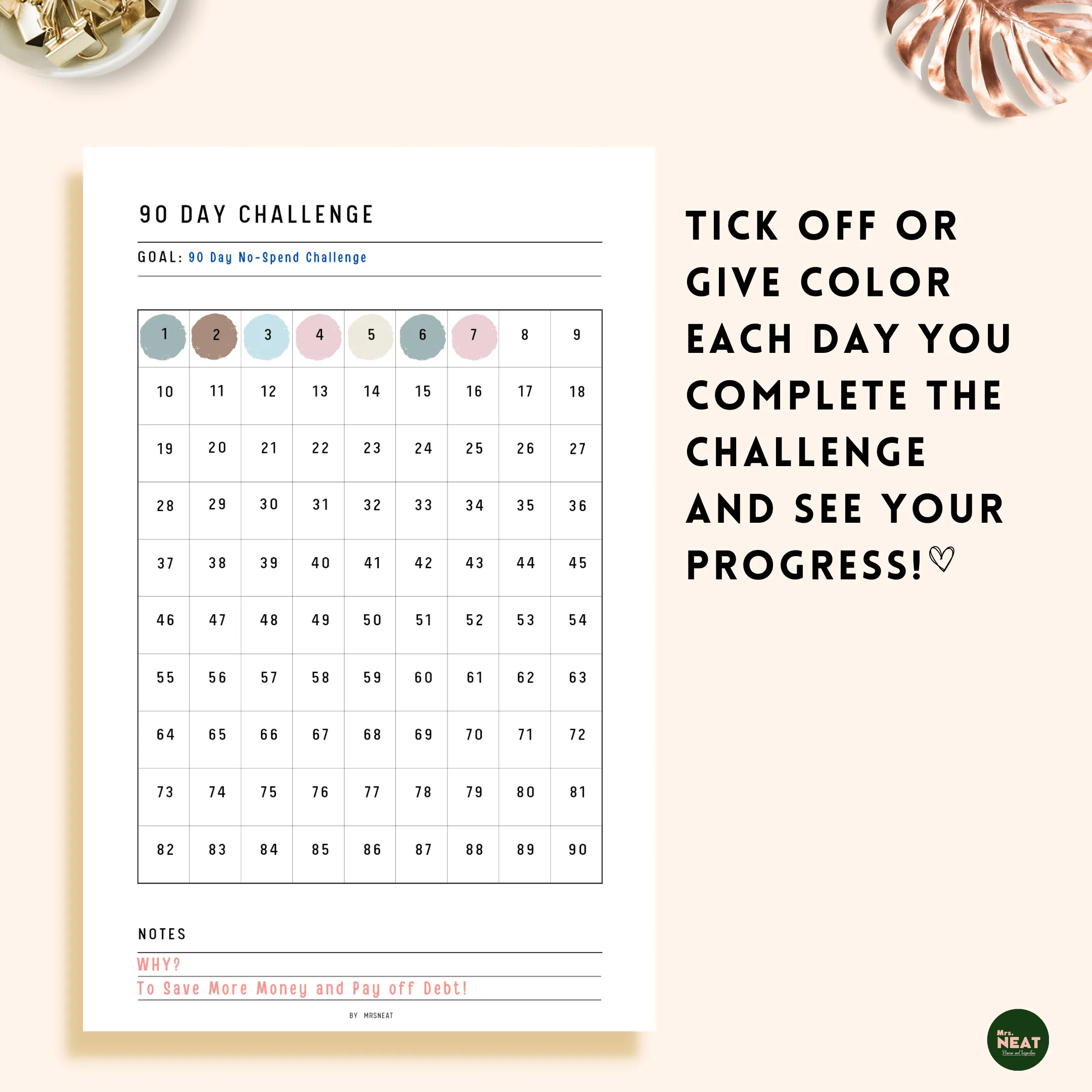 90 day challenge printable - M103/4