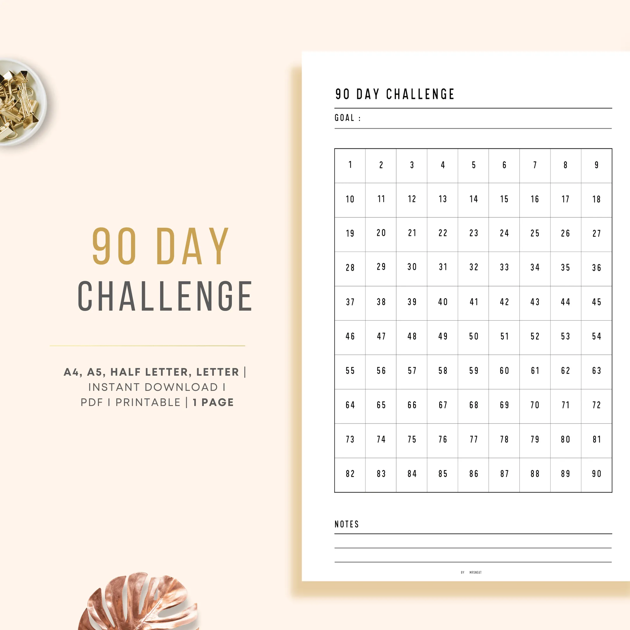 90 day challenge printable - M103/4