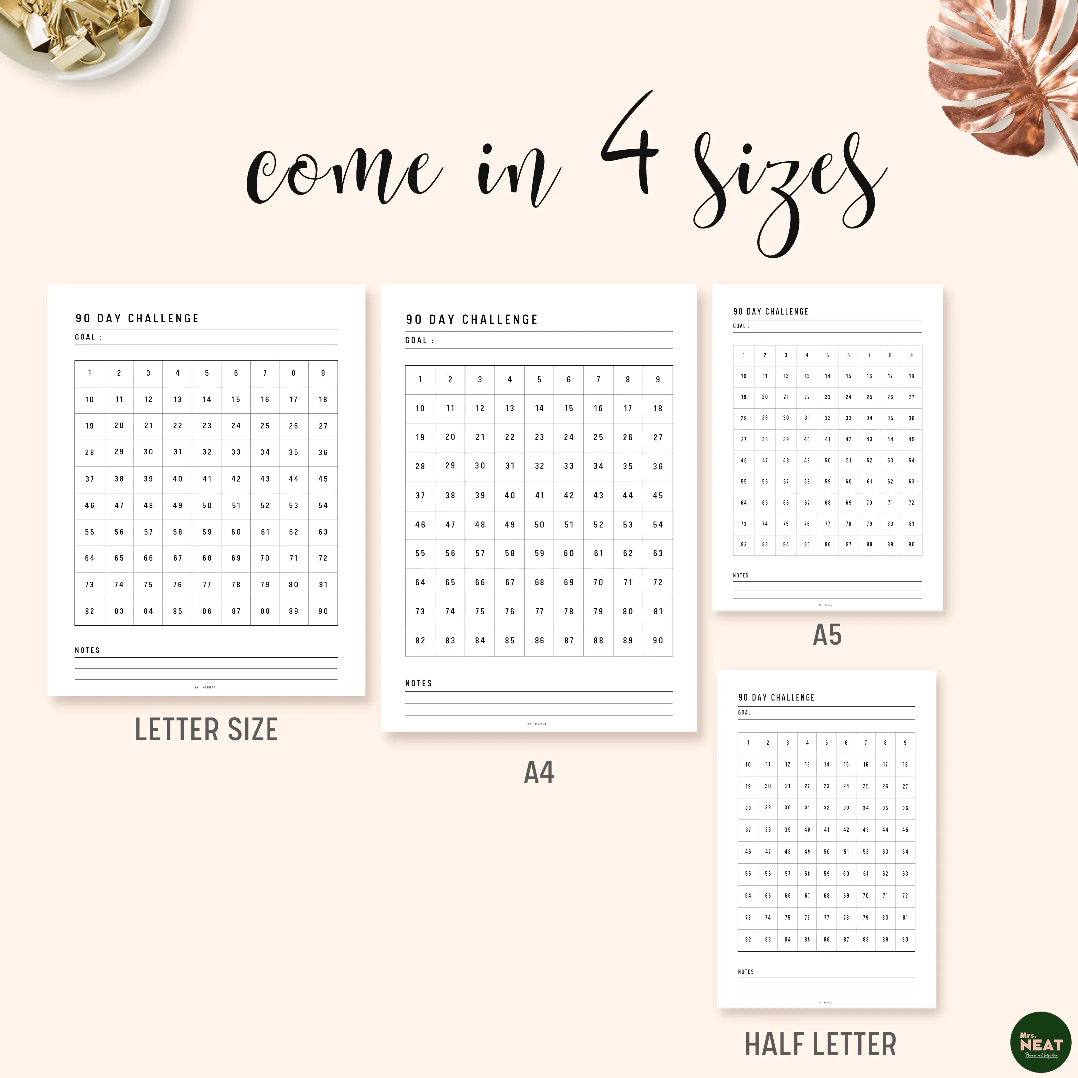 90 day challenge printable - M103/4
