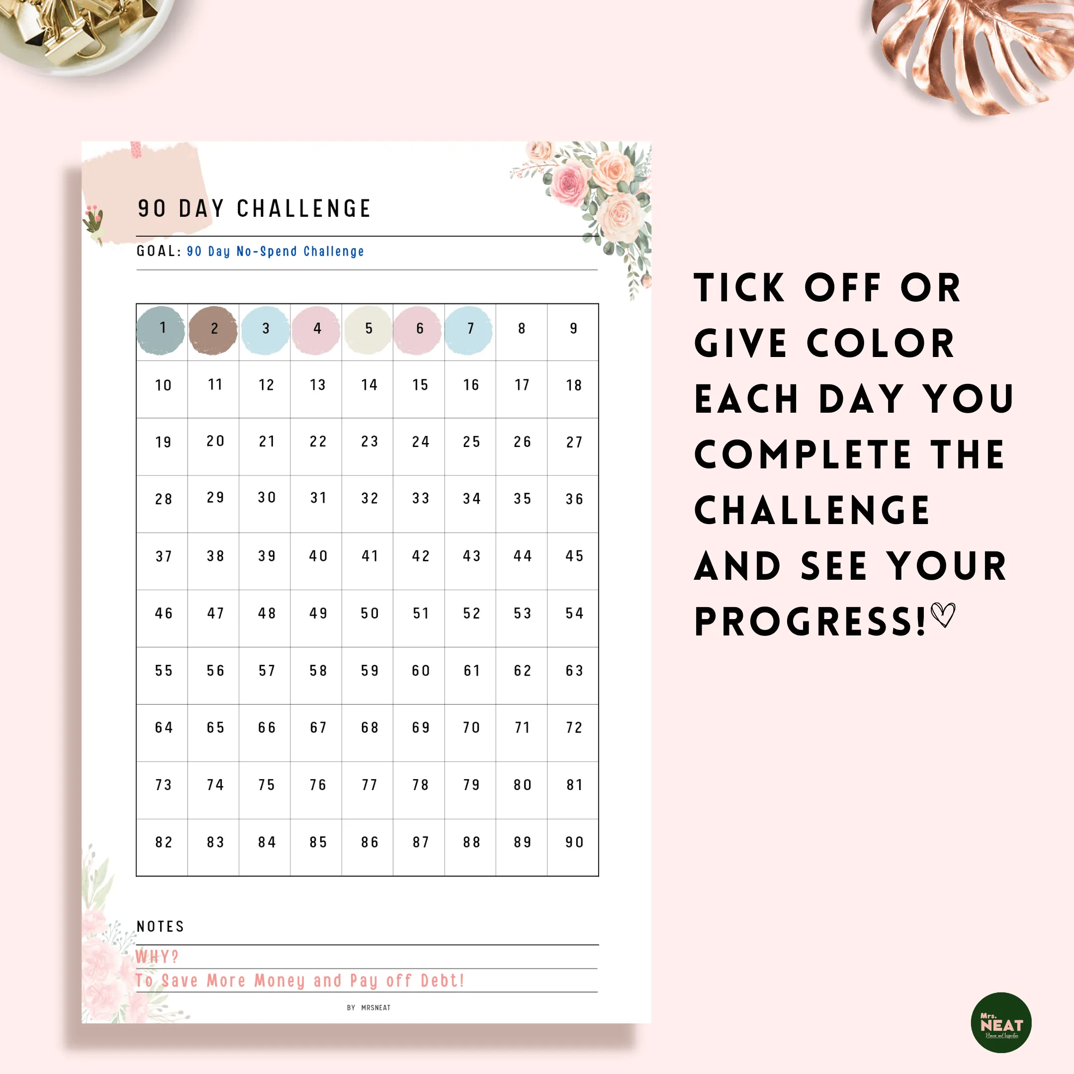 90 day challenge printable - M103/4