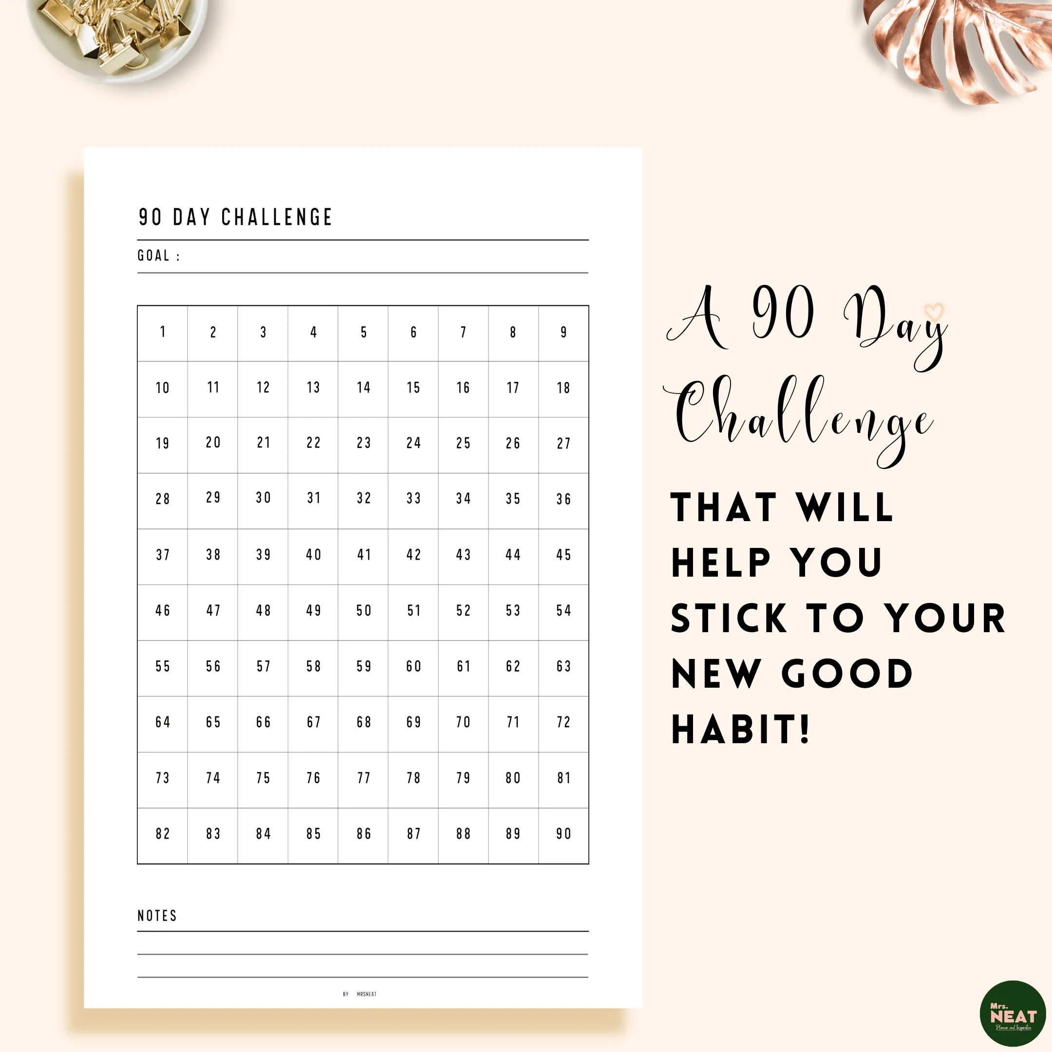 90 day challenge printable - M103/4