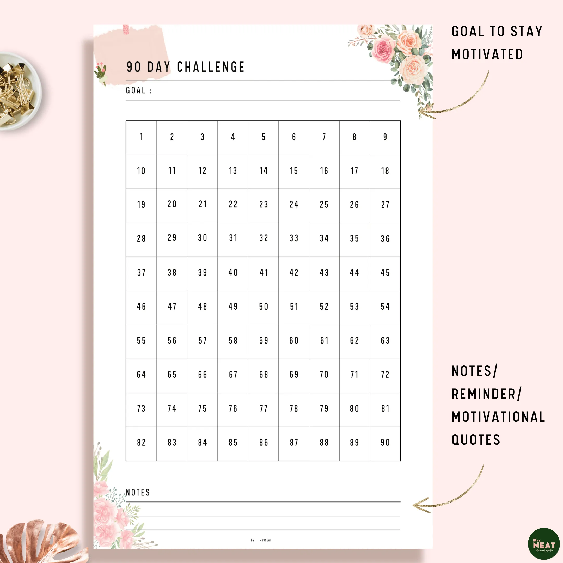 90 day challenge printable - M103/4
