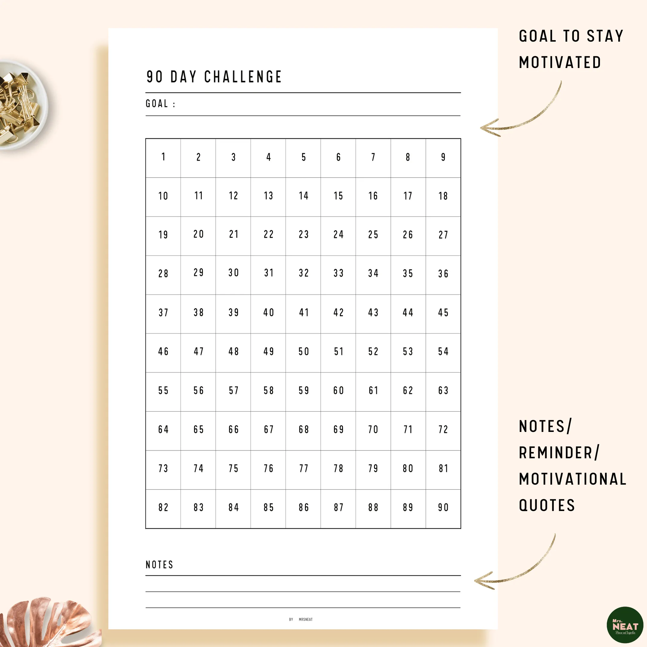 90 day challenge printable - M103/4