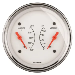 AutoMeter 1330 GAUGE; DUAL; WTMP/VOLT; 3 3/8in.; 250deg.F/18V; ELEC; ARCTIC WHITE