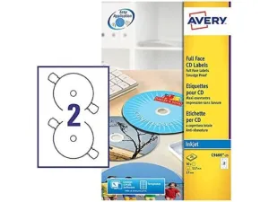 Avery C9660-25 High Gloss CD Labels, Ø 117 mm for Inkjet Printers PK-50