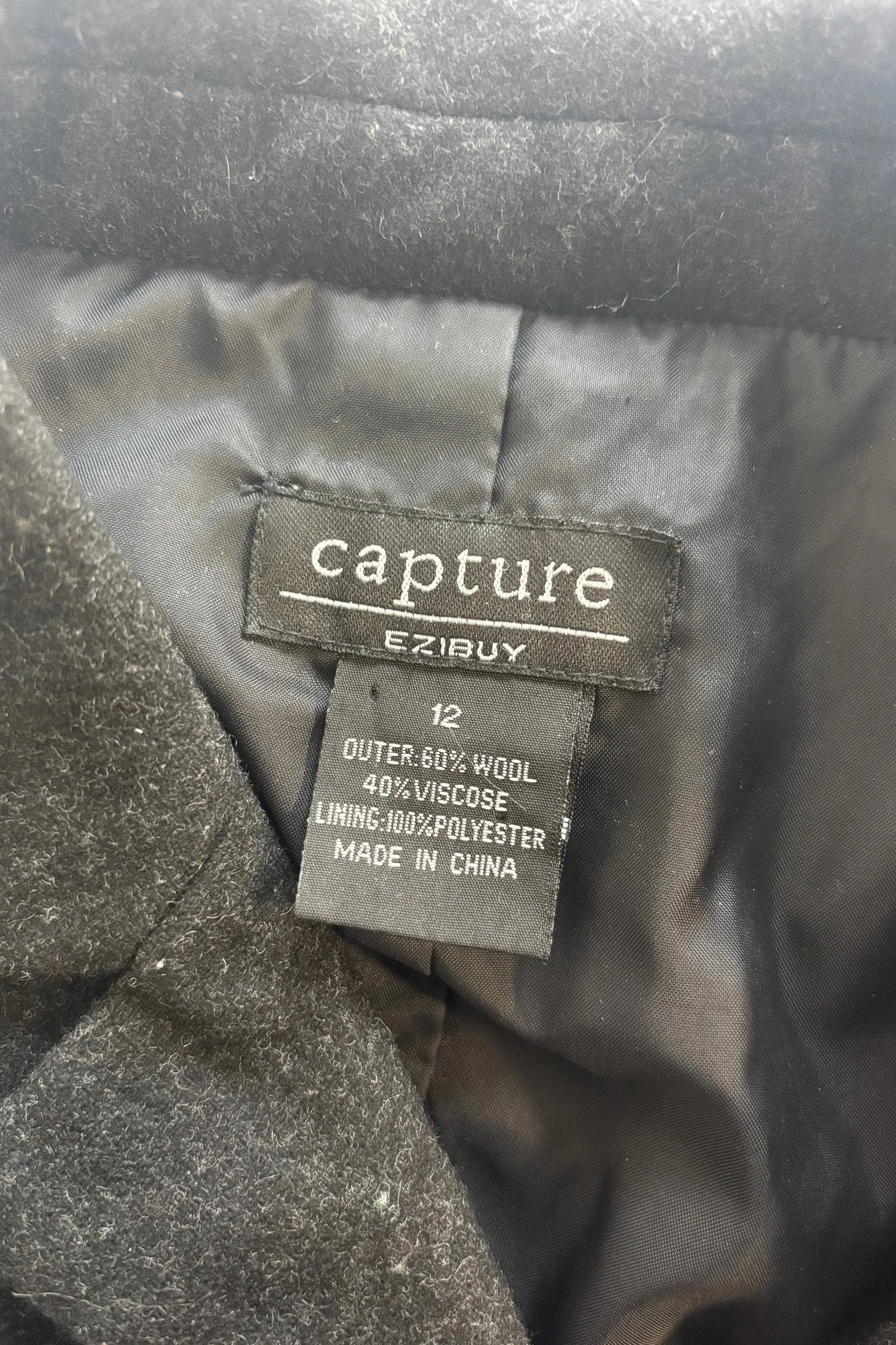 Capture Ezibuy black wool coat, 12