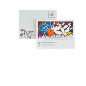 Cosmic Glow Bowling Postcard Invitation with Custom Imprint