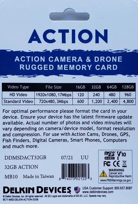 Delkin Devices Action Camera & Drone Rugged 32GB Memory Card
