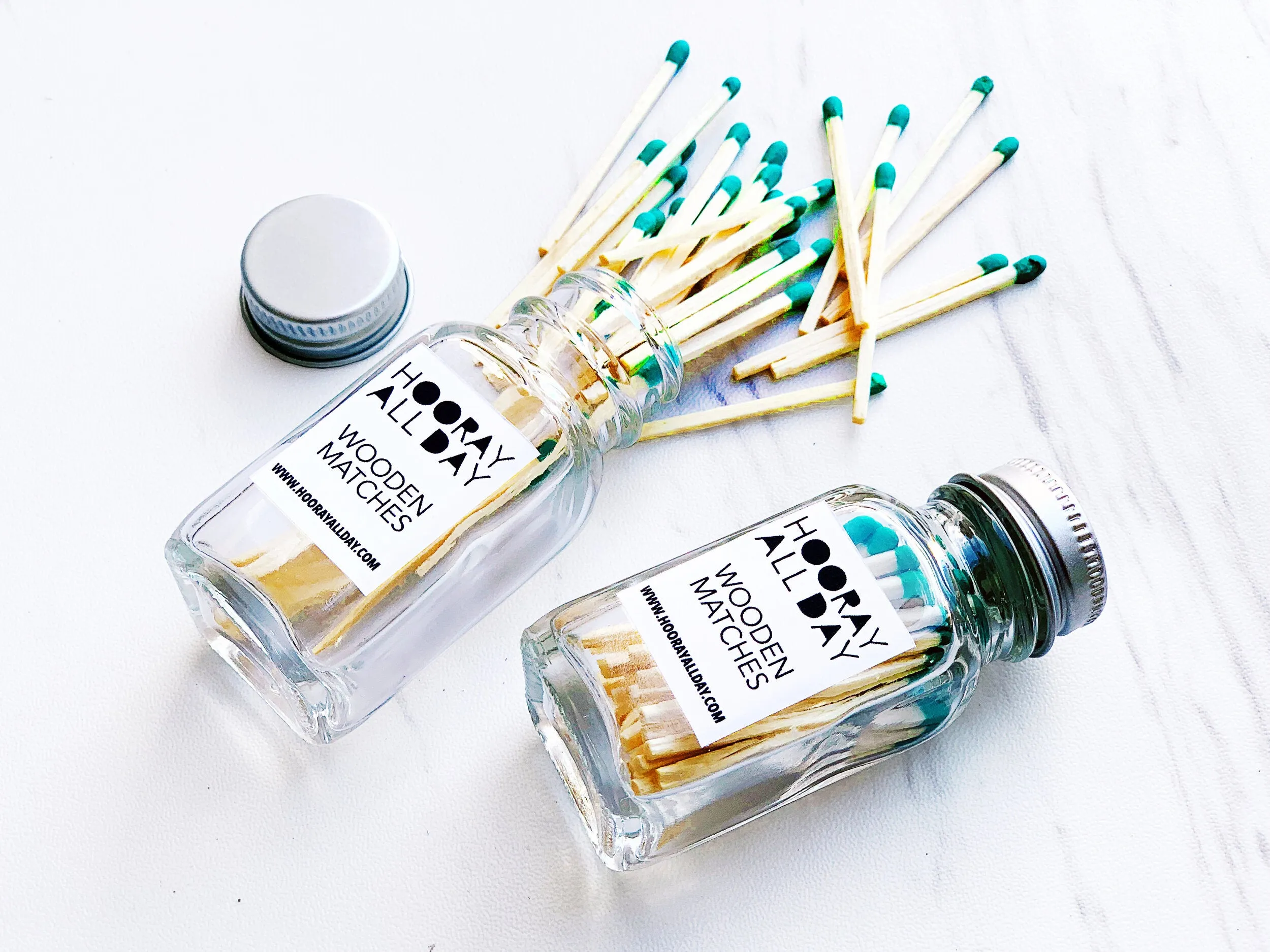 Hooray All Day Colorful Wooden Matches Glass Bottle