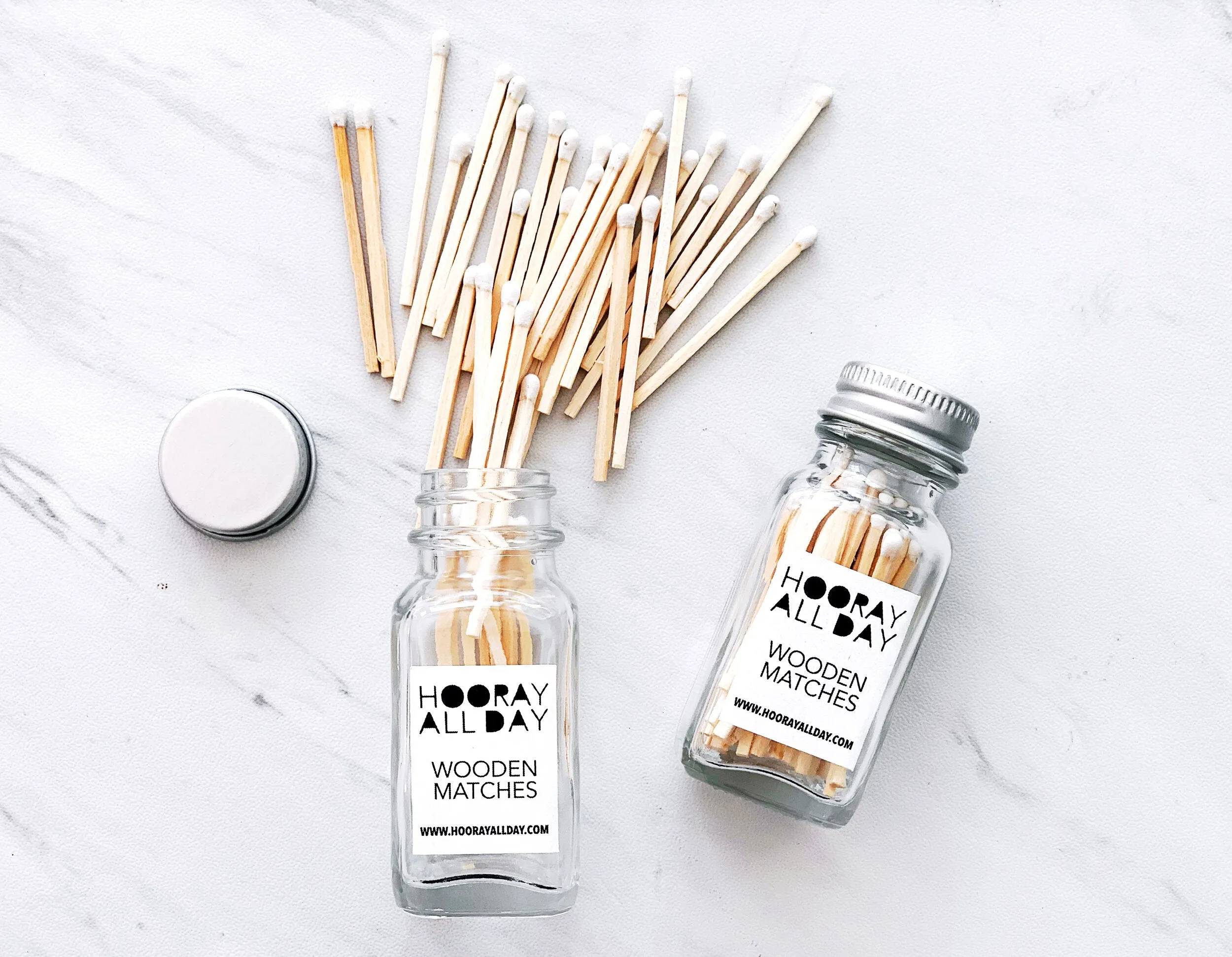 Hooray All Day Colorful Wooden Matches Glass Bottle