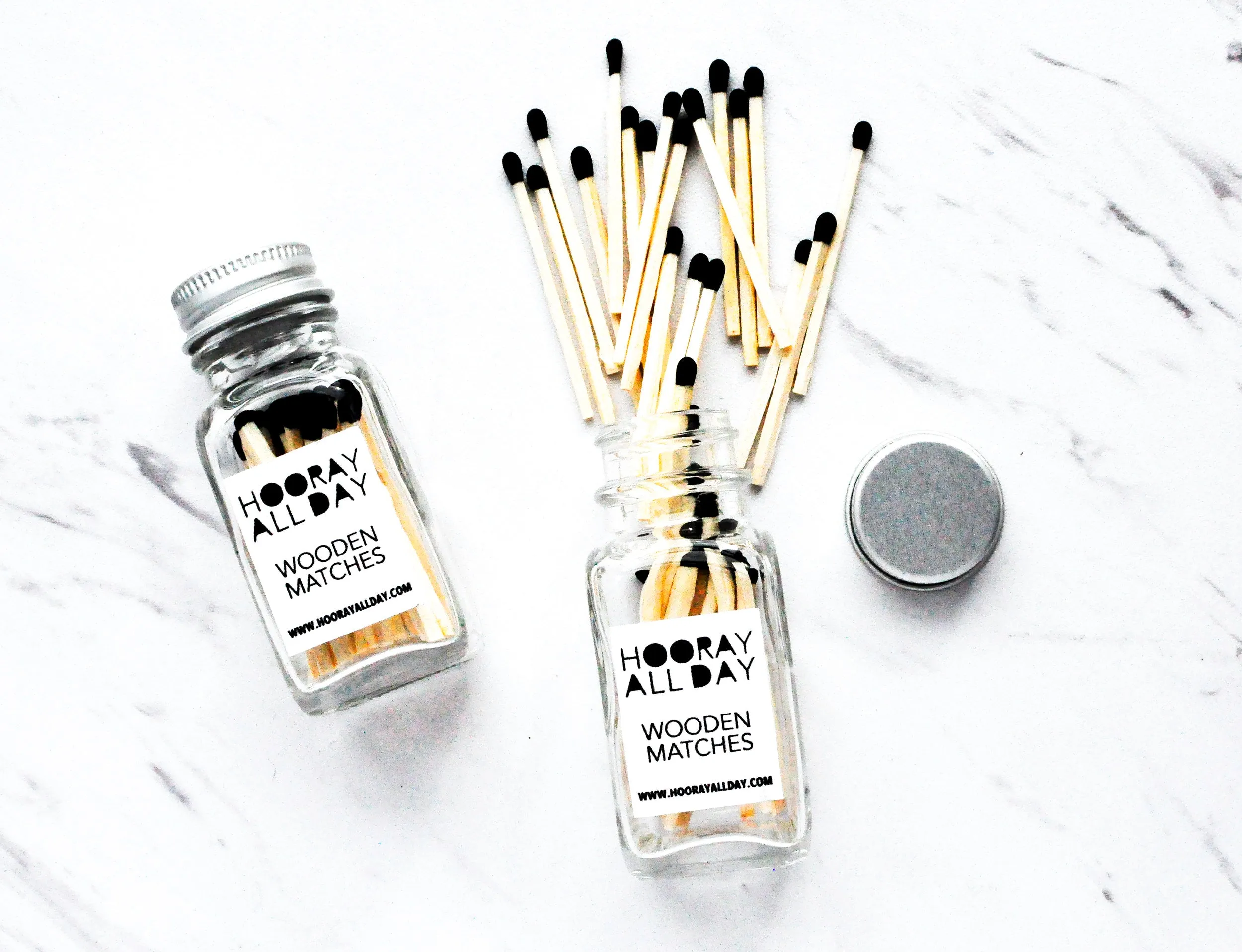 Hooray All Day Colorful Wooden Matches Glass Bottle