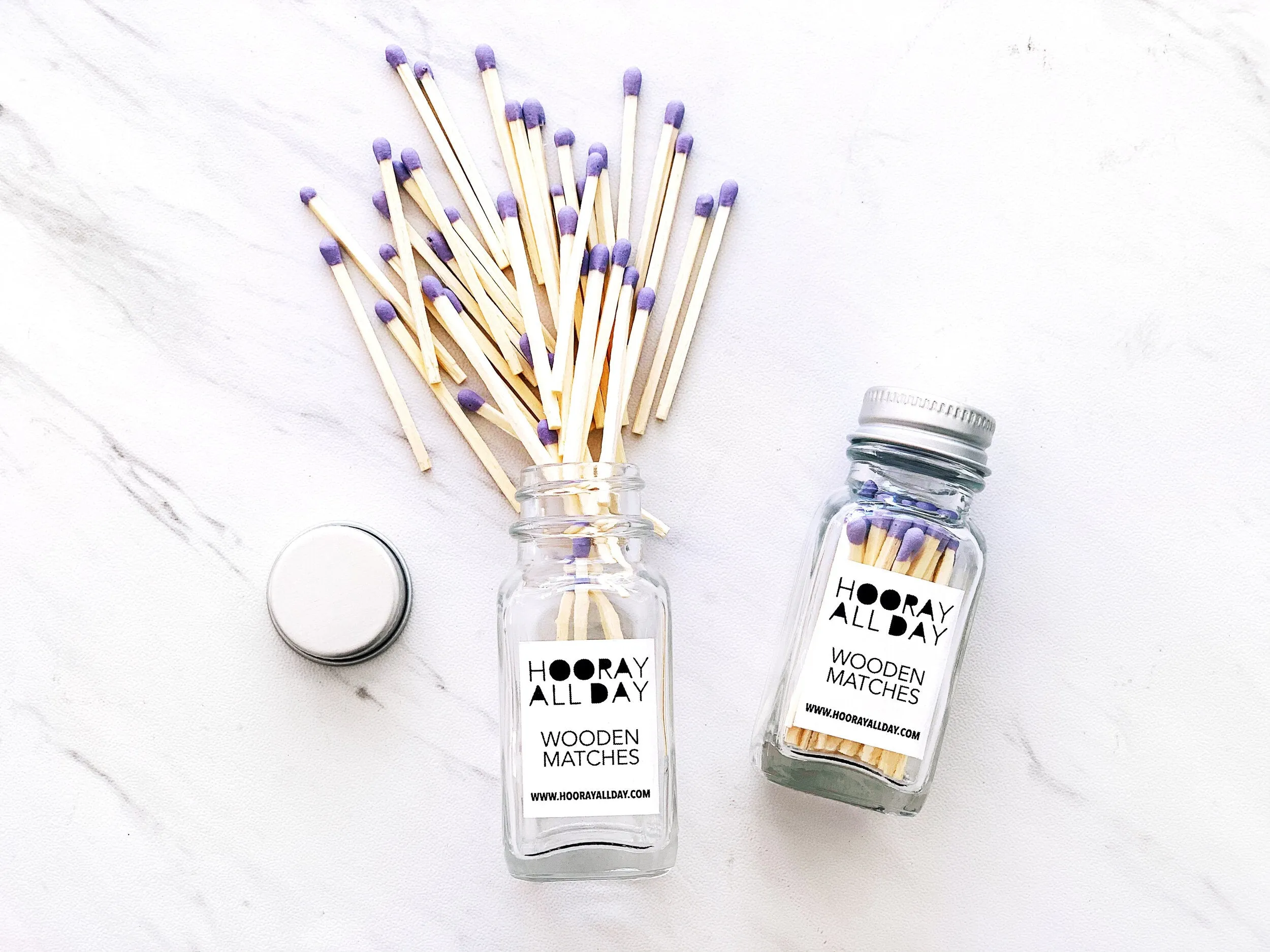 Hooray All Day Colorful Wooden Matches Glass Bottle