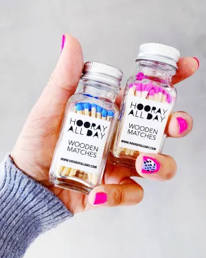 Hooray All Day Colorful Wooden Matches Glass Bottle