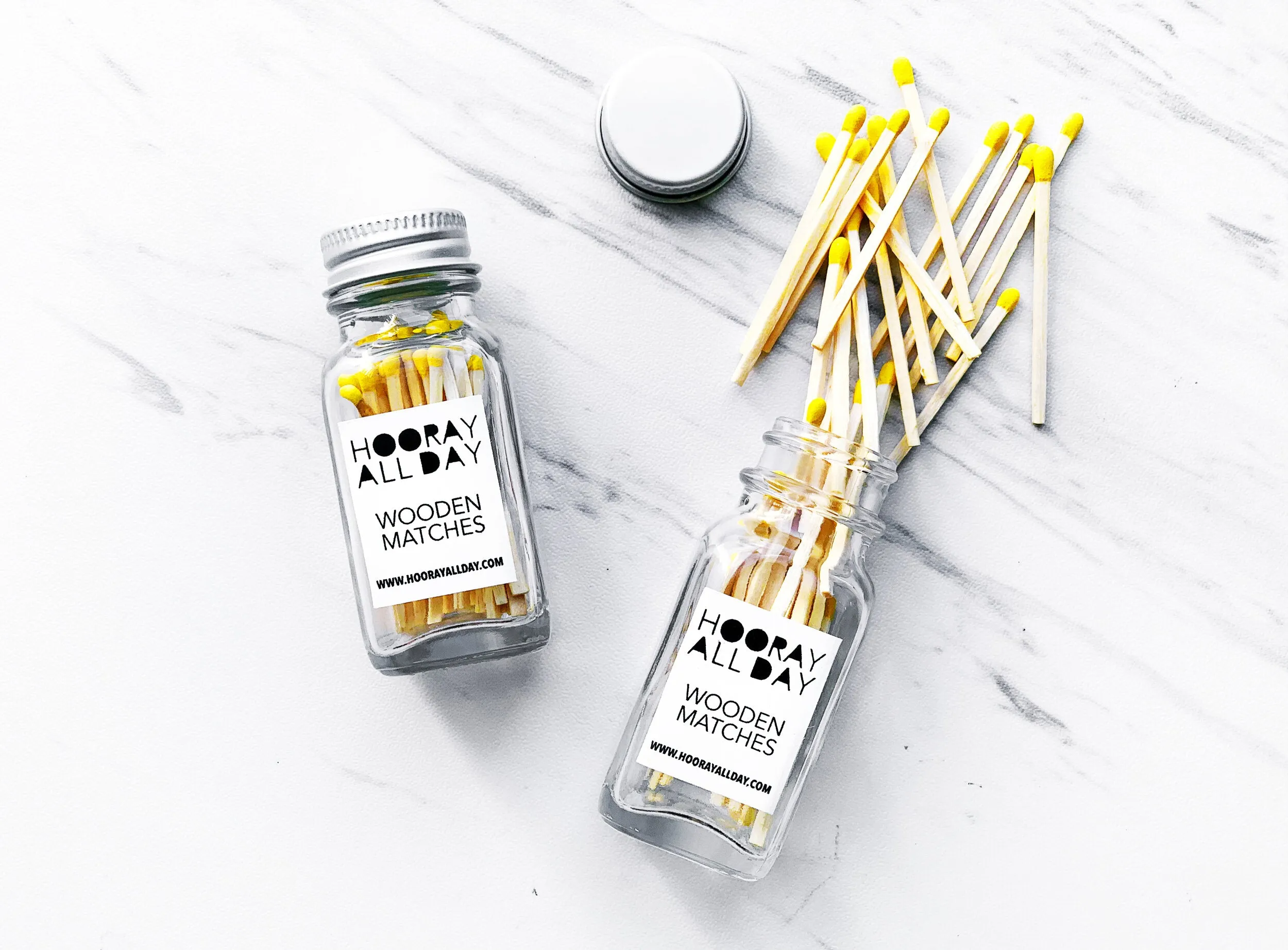 Hooray All Day Colorful Wooden Matches Glass Bottle