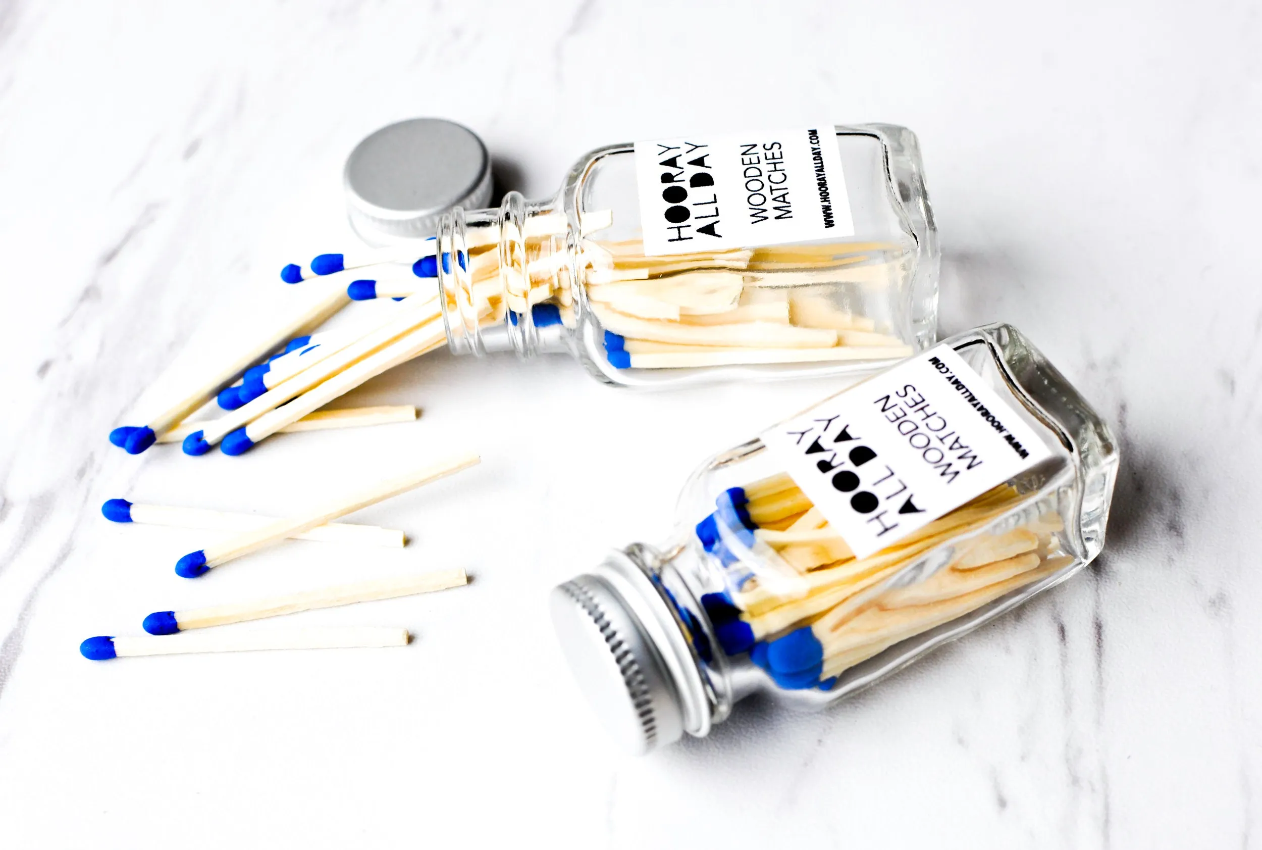 Hooray All Day Colorful Wooden Matches Glass Bottle