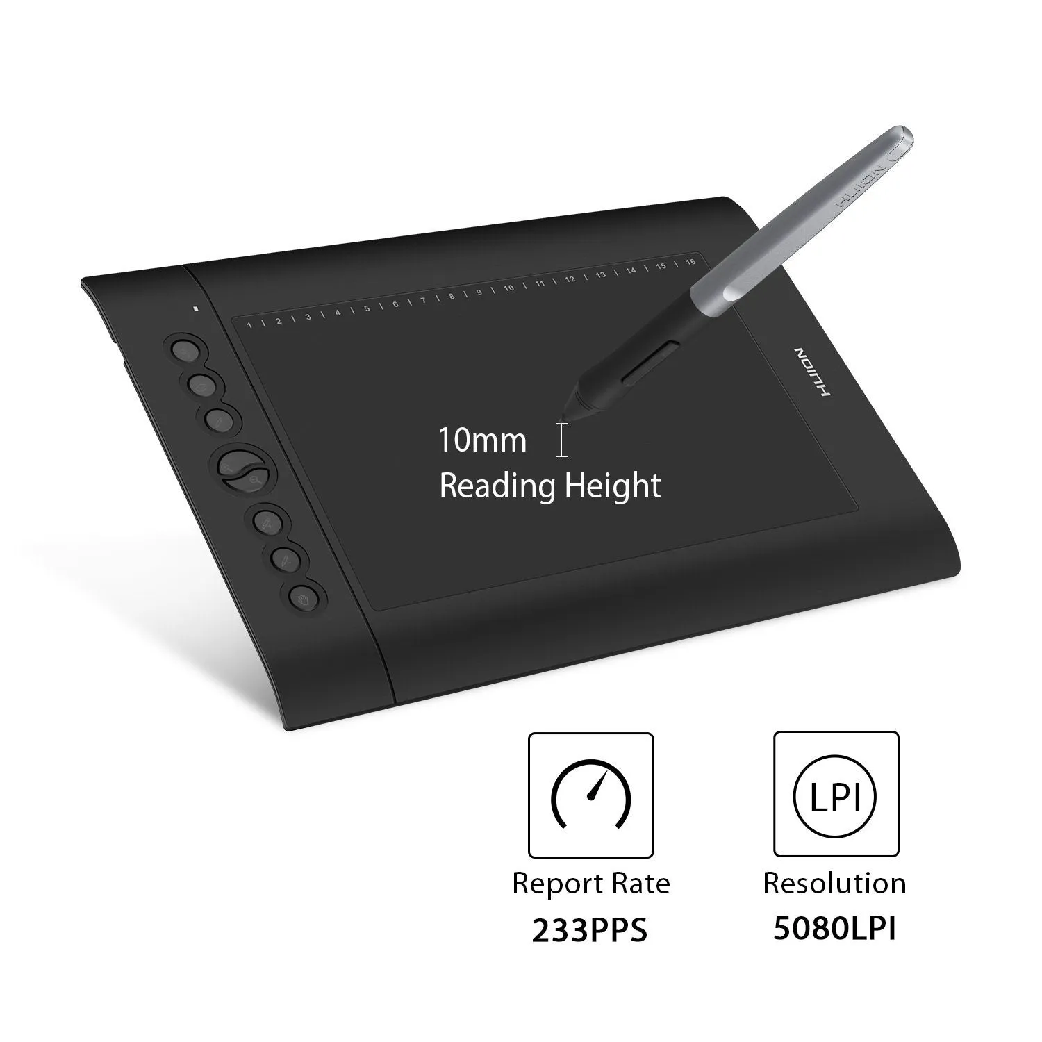 Huion H610PRO V2 Graphics Drawing Tablet with 8192 Battery-Free Stylus Tilt Function, Android Mode Available After Upgrade