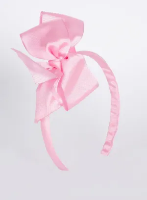 Large Double Bow Alice Band in Pale Pink