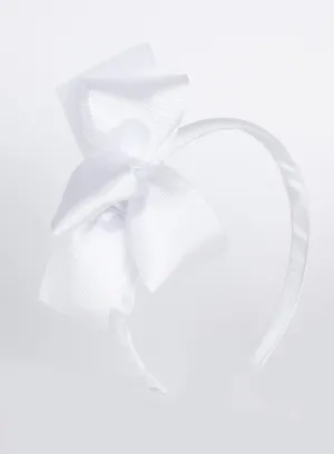 Large Double Bow Alice Band in White