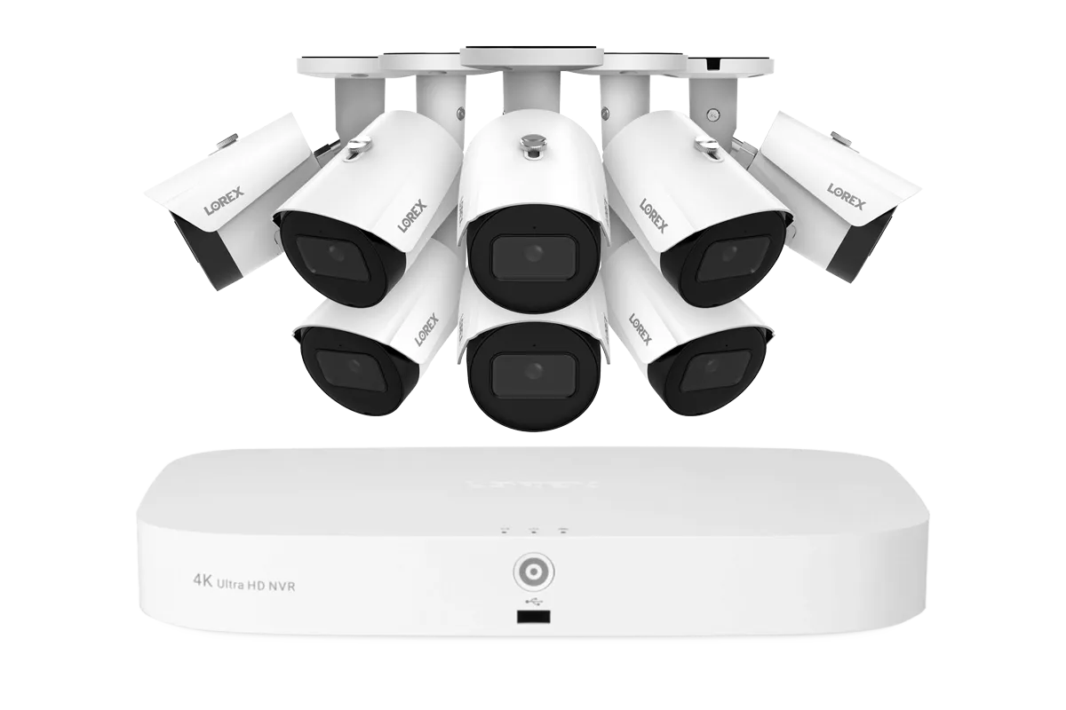 Lorex Fusion NVR with A4 4MP (2K) IP Bullet Cameras - 4K 16-Channel (8 Wired   8 Wi-Fi Fusion) 2TB Wired System