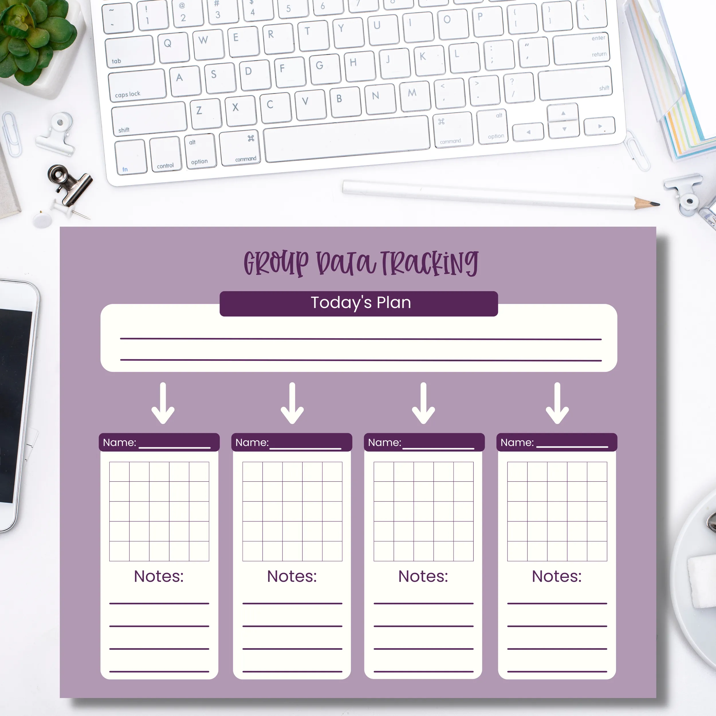 Purple Group Data Tracker Notepad (8.5 x 11)