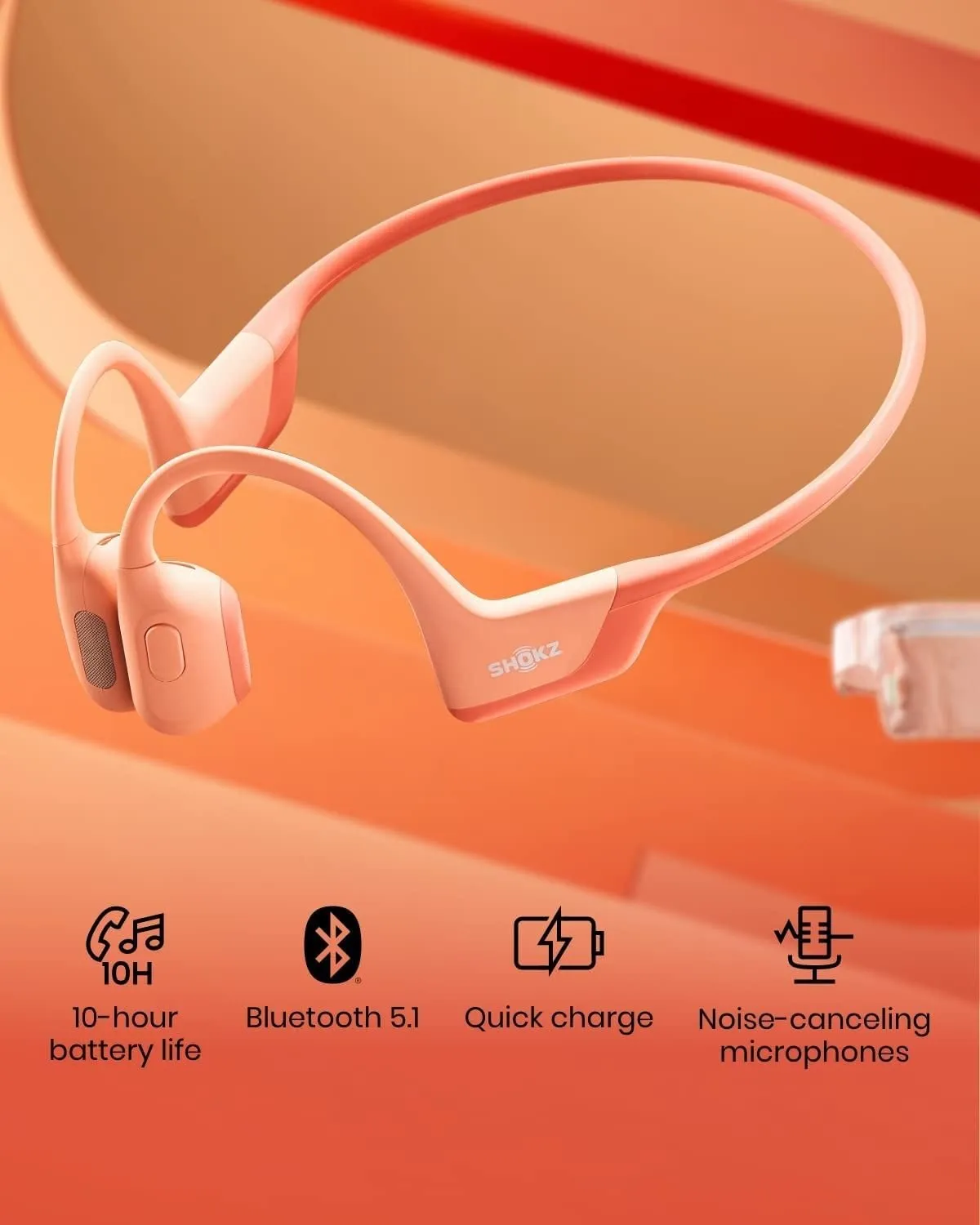 Shokz OpenRun Pro Headphones Open Ear Bone Conduction Wireless Headsets Pink