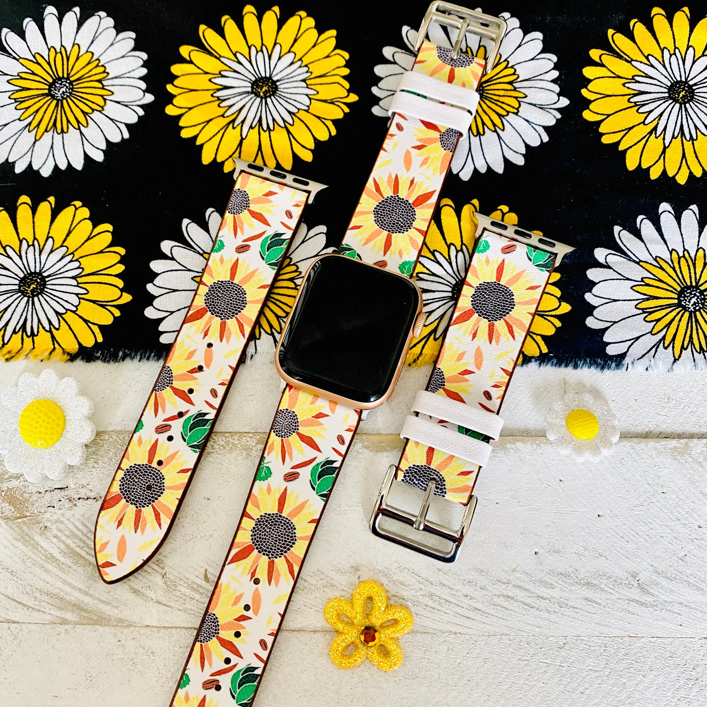 Sunflower Leather Band For Apple Watch