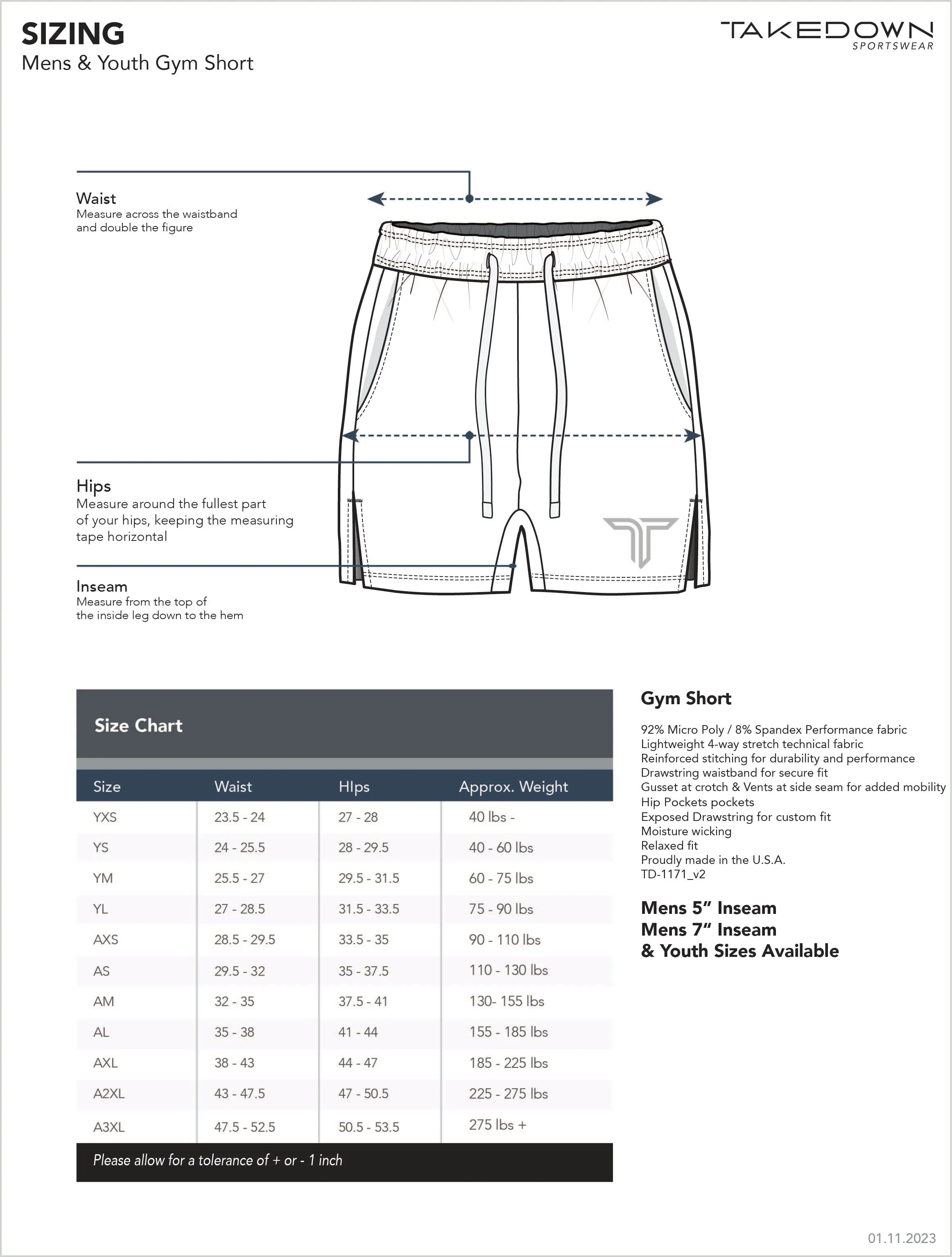 TD-GS-001 360 Custom Gym Shorts (5"&7 Inseam)