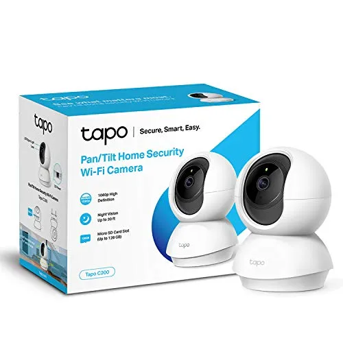 TP-LINK Tapo Pan/Tilt Smart Security Camera, Indoor CCTV, 360° Rotational View, Works with Alexa & Google Home, No Hub Required, 1080p, 2-Way Audio, Night Vision, SD Storage, Free Tapo App (Tapo C200)