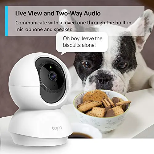 TP-LINK Tapo Pan/Tilt Smart Security Camera, Indoor CCTV, 360° Rotational View, Works with Alexa & Google Home, No Hub Required, 1080p, 2-Way Audio, Night Vision, SD Storage, Free Tapo App (Tapo C200)