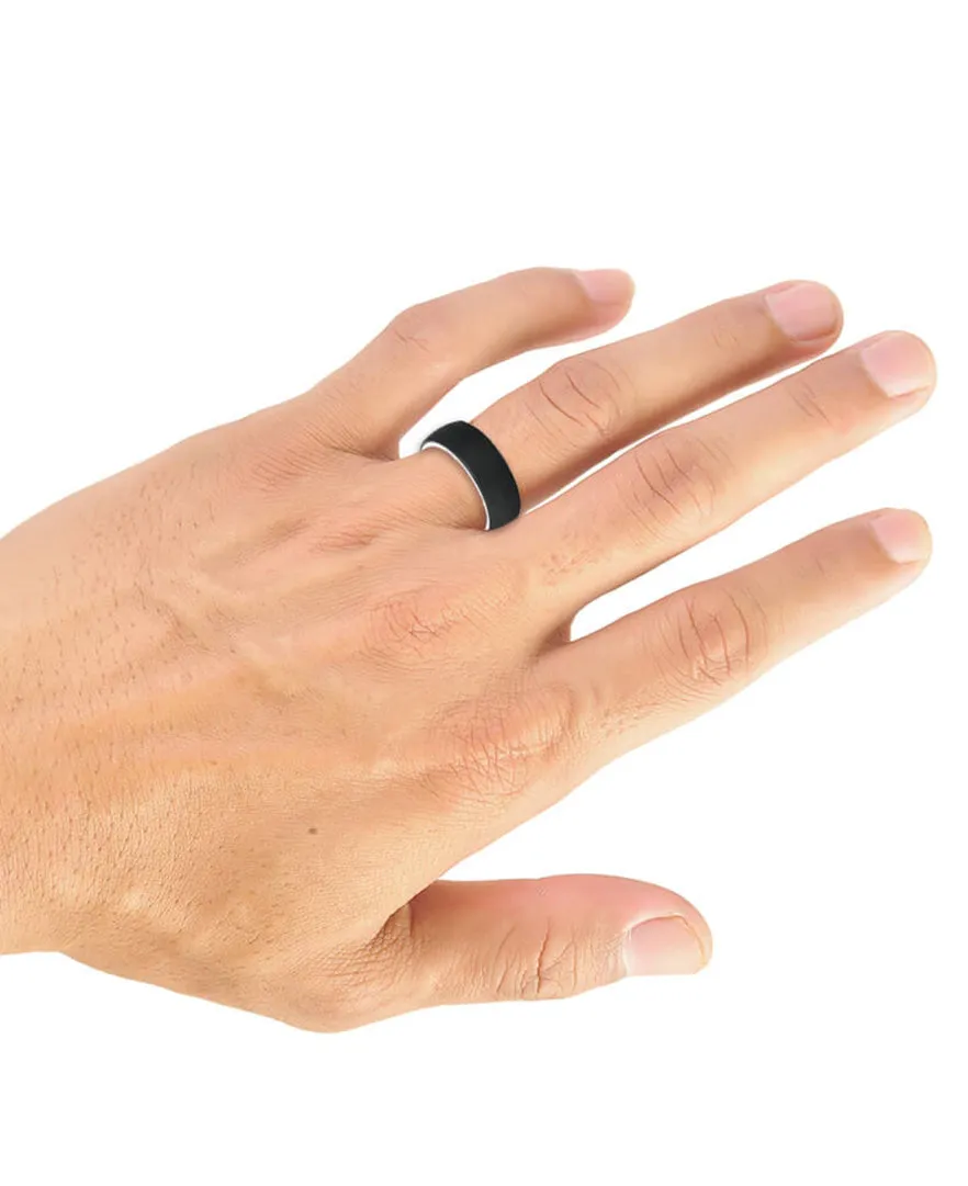 Triton "Raw" Tungsten Carbide Ring with Blue Ceramic